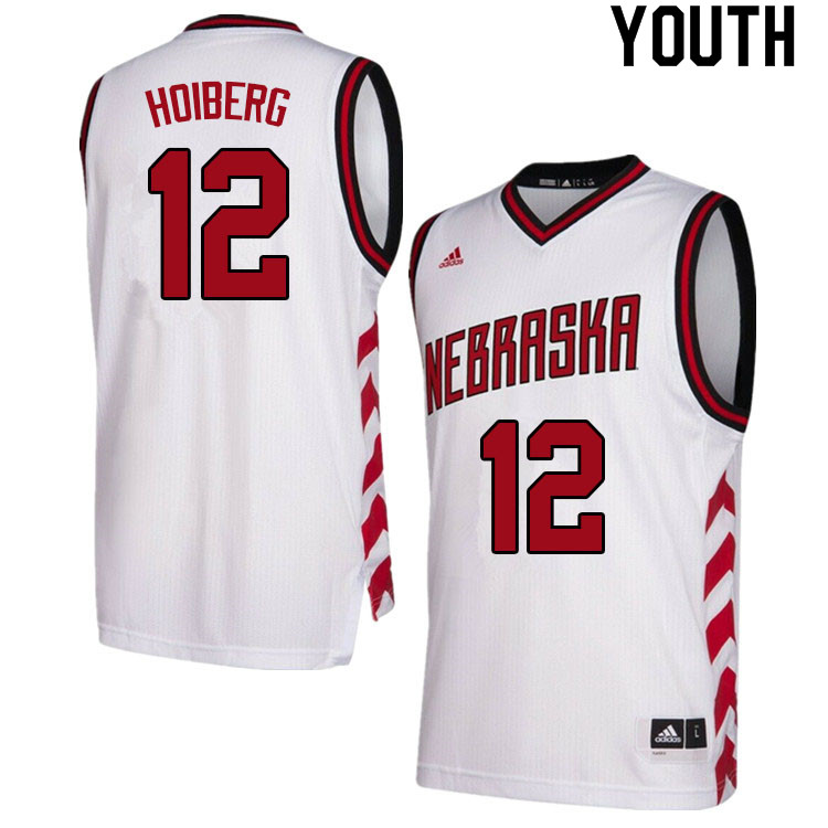 Youth #12 Sam Hoiberg Nebraska Cornhuskers College Basketball Jerseys Sale-Hardwood